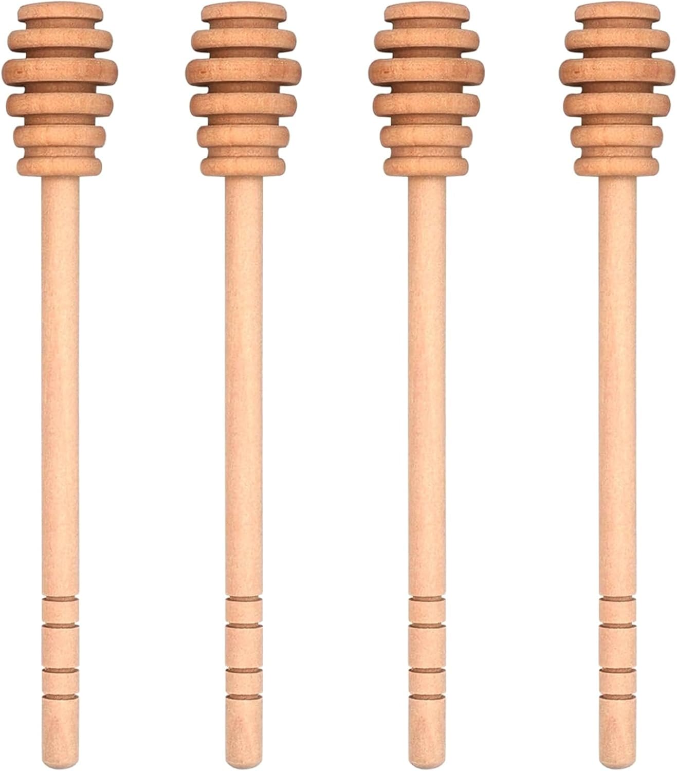 4PCS Honey Mixing Stirrer, Wooden Honey Dipper, Smooth Honey Comb Stick, Honey Spoon Collecting Dispensing Drizzling