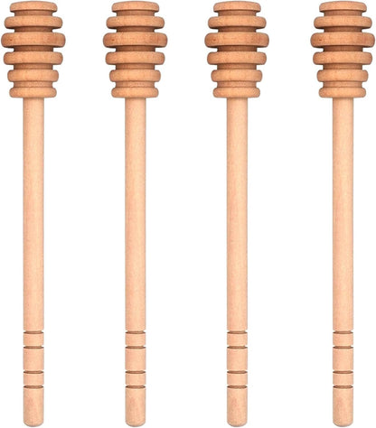 4PCS Honey Mixing Stirrer, Wooden Honey Dipper, Smooth Honey Comb Stick, Honey Spoon Collecting Dispensing Drizzling