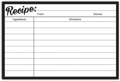 Recipe Index Cards, 40 Count - Size 4x6 - Black