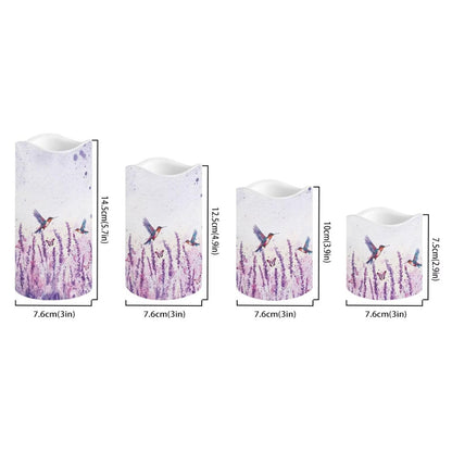 Cozeyat Lavender LED Candles Set of 4 Real Wax Battery Powered Flameless with Remote Control Timer Color Changing for Wedding Home Table