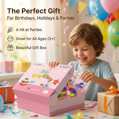 Obvio Home Air Dry Clay for Kids - 12 Dream Dessert Designs Modeling Clay Kit - Model Sculpting Set, Ultra Soft Safe & Non-Sticky | DIY Crafts, School Projects & Party Favors for Boys & Girls