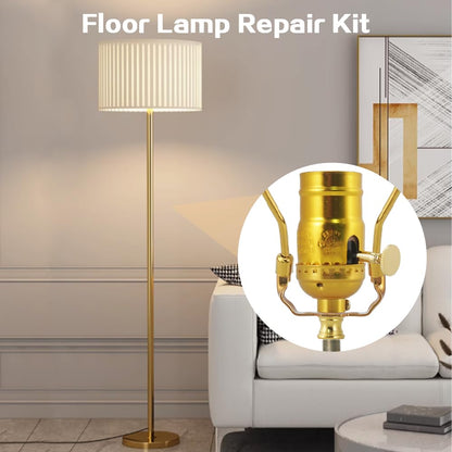 Asjeumt Lamp Rewire Kit Make a Lamp Repair Kits E26 Light Socket Matching Cord Wire Harp Making Supplies Set Lamp Wiring Kit for Table Floor Lamp with All Parts Needed for DIY Lamp - Antique Gold