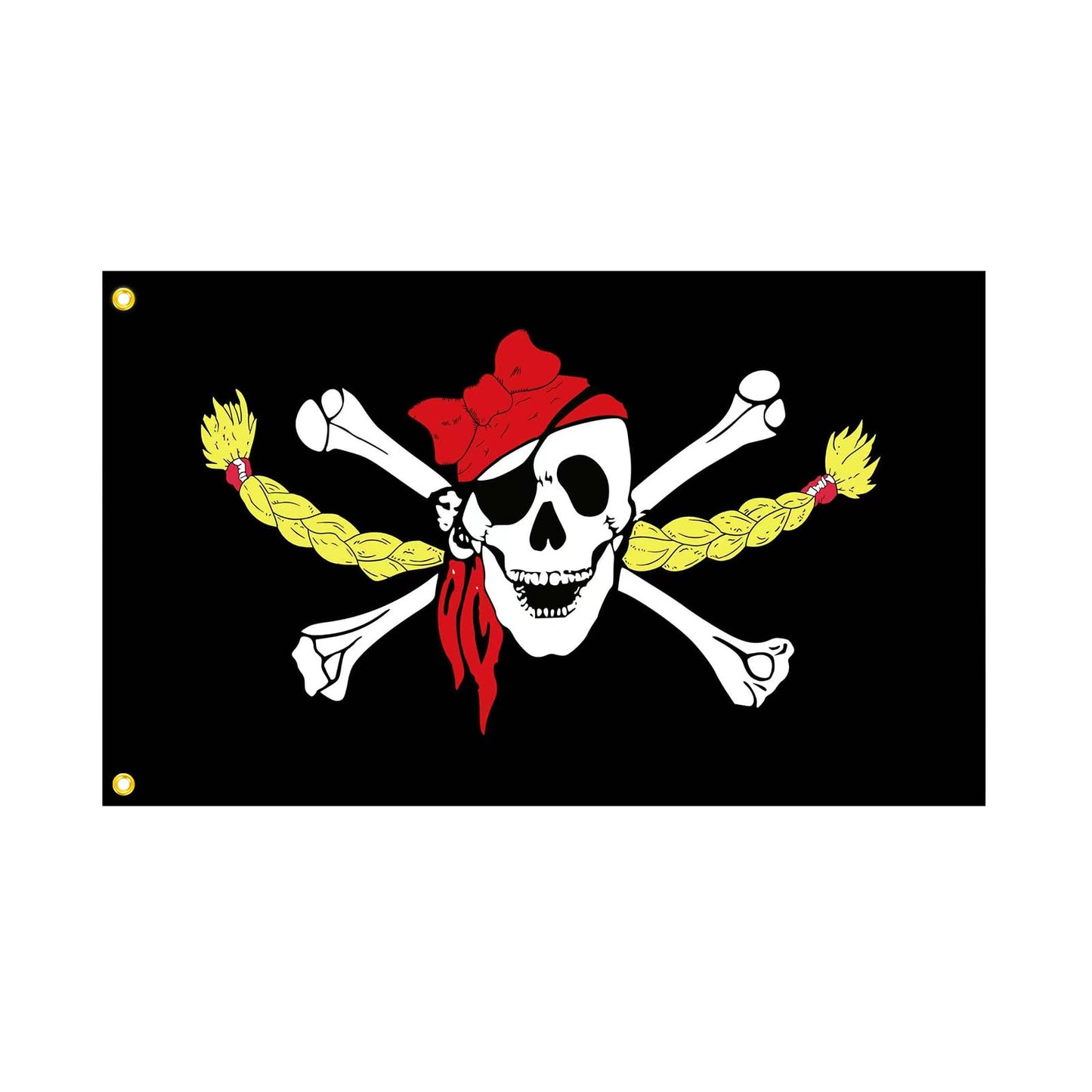 Gril Pirate Skeleton and Crossed Bones Flag 3x5 Ft Outdoor Indoor Funny Fun Garden Yard Banner Decor Sign Metal Grommets