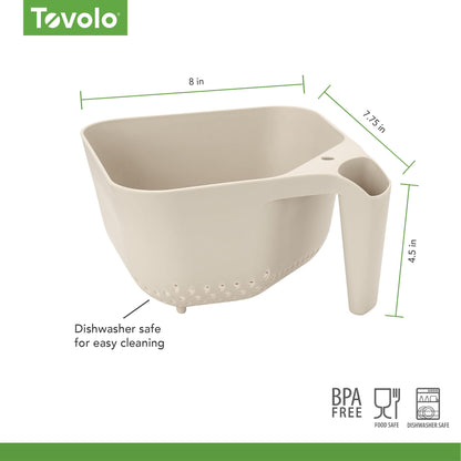 Tovolo Tovolo 3 Quart Colander BPA Free Food Safe Plastic Strainer with Handle Heavy Duty Heat Resistant Pasta and Veggies Kitchen Drainer Steam Basket Dishwasher Safe, Charcoal Gray