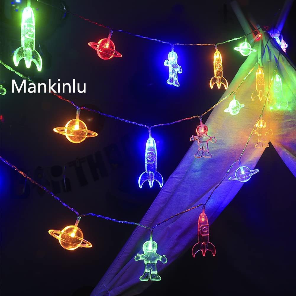 20 11 8 Children's Room LED String Lights with Remote LED FT Modes Battery Operated Space String Lights with Rocket