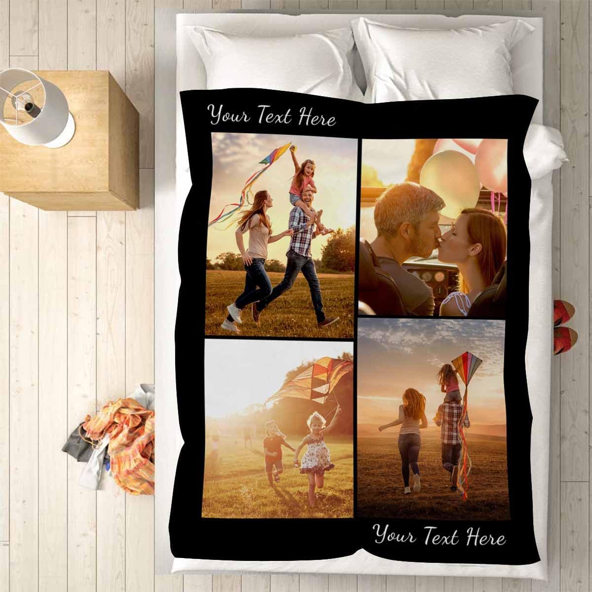 AOFUN 4 8 Personalized Photo Blanket, Photos Custom Blankets Photo Blankets Customize for Mom Grandma Wife Women from