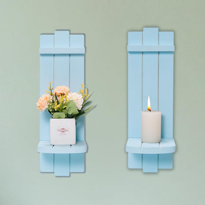 Yorkmills Sconces Wall Decor Set of 2, Wall Candle Holder Rustic Home Decor, Farmhouse Art Floating Candle Sconces Shelf Blue Wall Decorations for Living Room, Dining Room, Bedroom, Bathroom