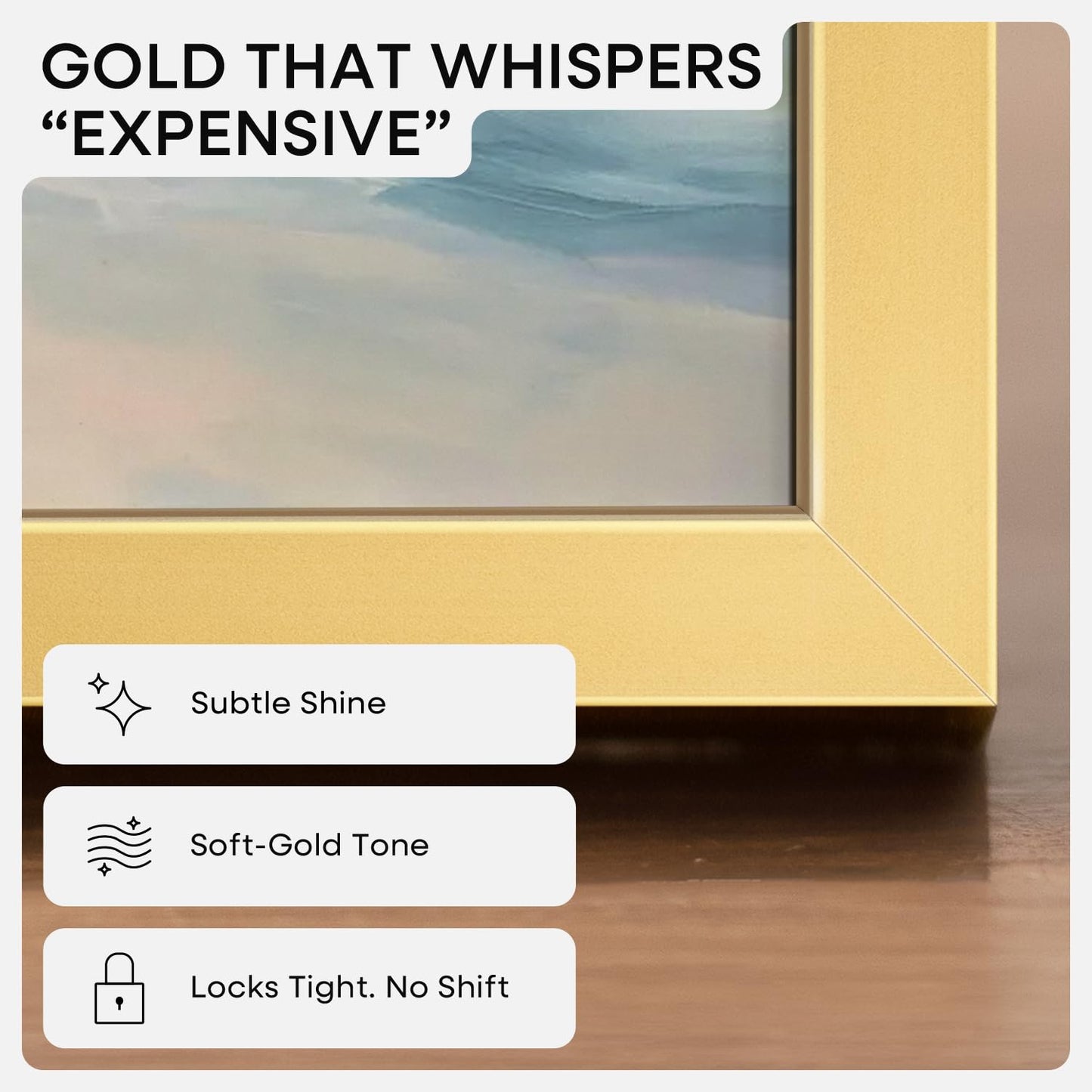 Homeforia 8x8 Picture Frame Gold, High End Metal 8 x 8 Square Photo Frames with Mat 6 by 6, 8x8 Poster Frame Matted to 6x6 inches Print, 8by8 Wall or Tabletop Frame, Tempered Glass, Wall Kit, Set of 1