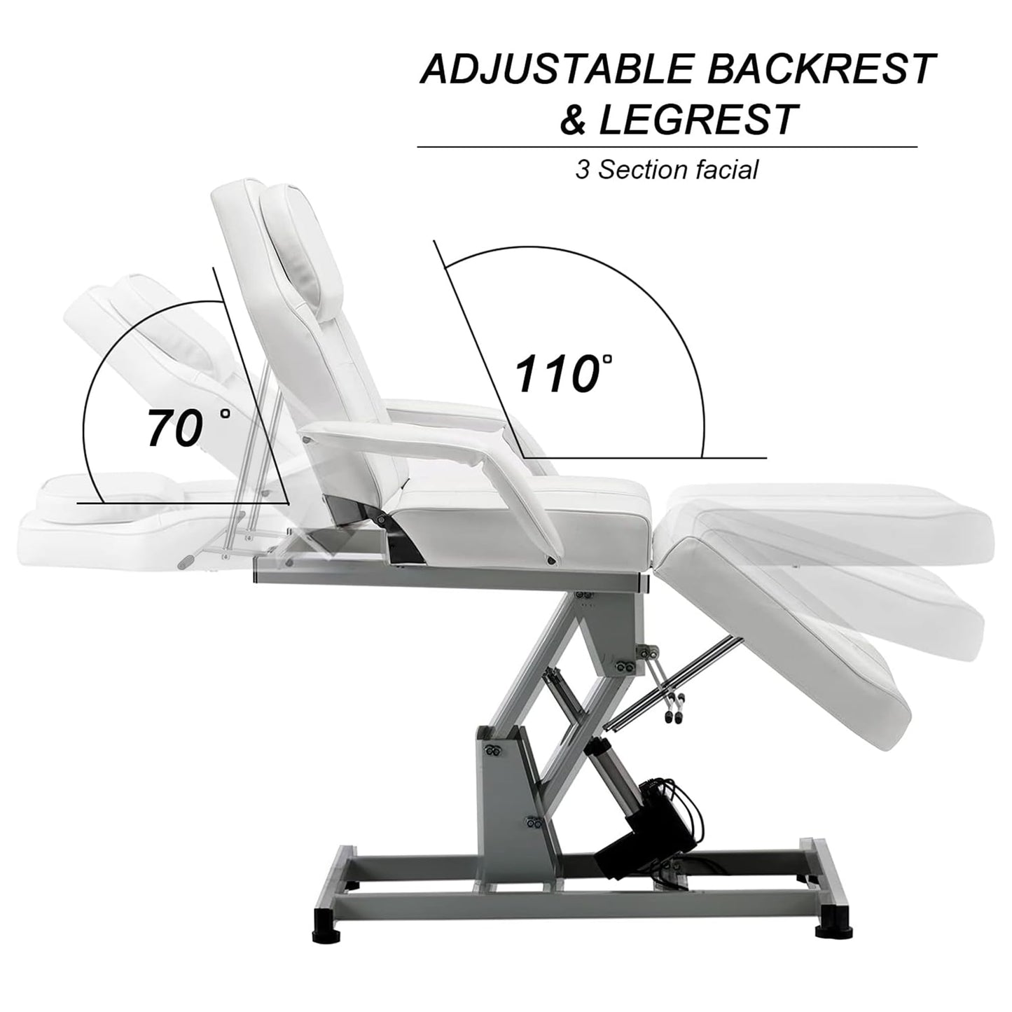 BarberPub Salon SPA Massage Bed Tattoo Chair Facial Adjustable Table Beauty Equipment 0100 (White)
