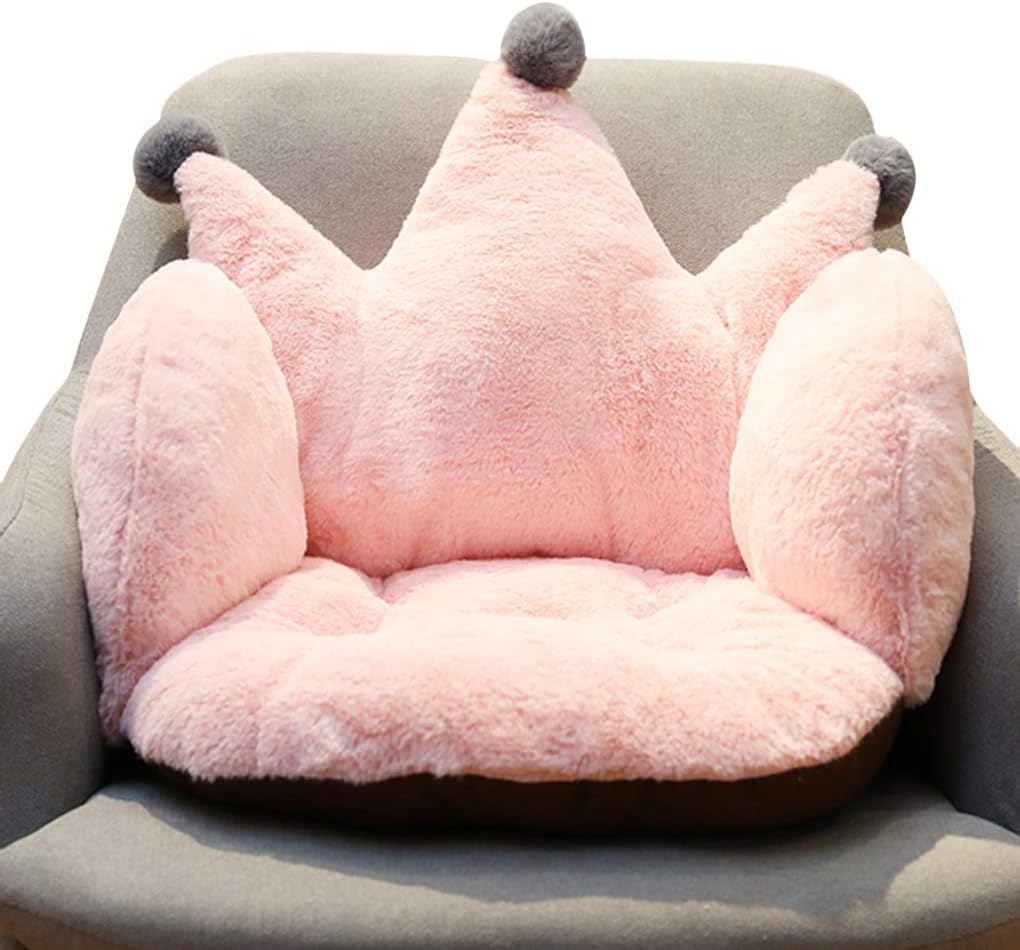 Holiberty Cute Crown Chair Cushion, Foam Stuffed Desk Seat Pad for Waist Support, Plush Pillow for Home Office