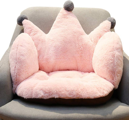 Holiberty Cute Crown Chair Cushion, Foam Stuffed Desk Seat Pad for Waist Support, Plush Pillow for Home Office