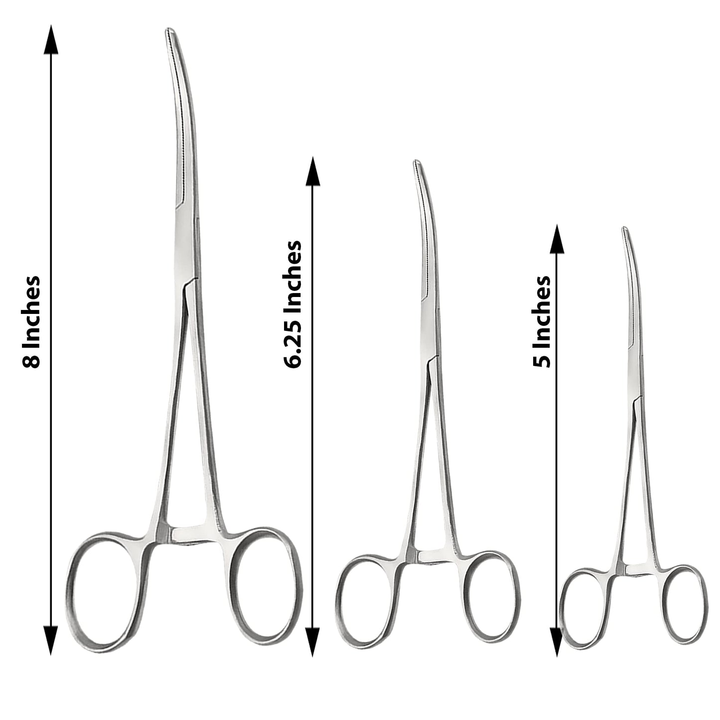 DEXSUR Ultimate Hemostat Set, 6 Piece Ideal for Hobby Tools, Electronics, Fishing and Taxidermy - 8", 6.25" and 5", Stainless Steel, Curved & Straight