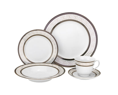 Euro Porcelain 57-pc Banquet Dinnerware Set, Luxury Tableware Dining Service for 8