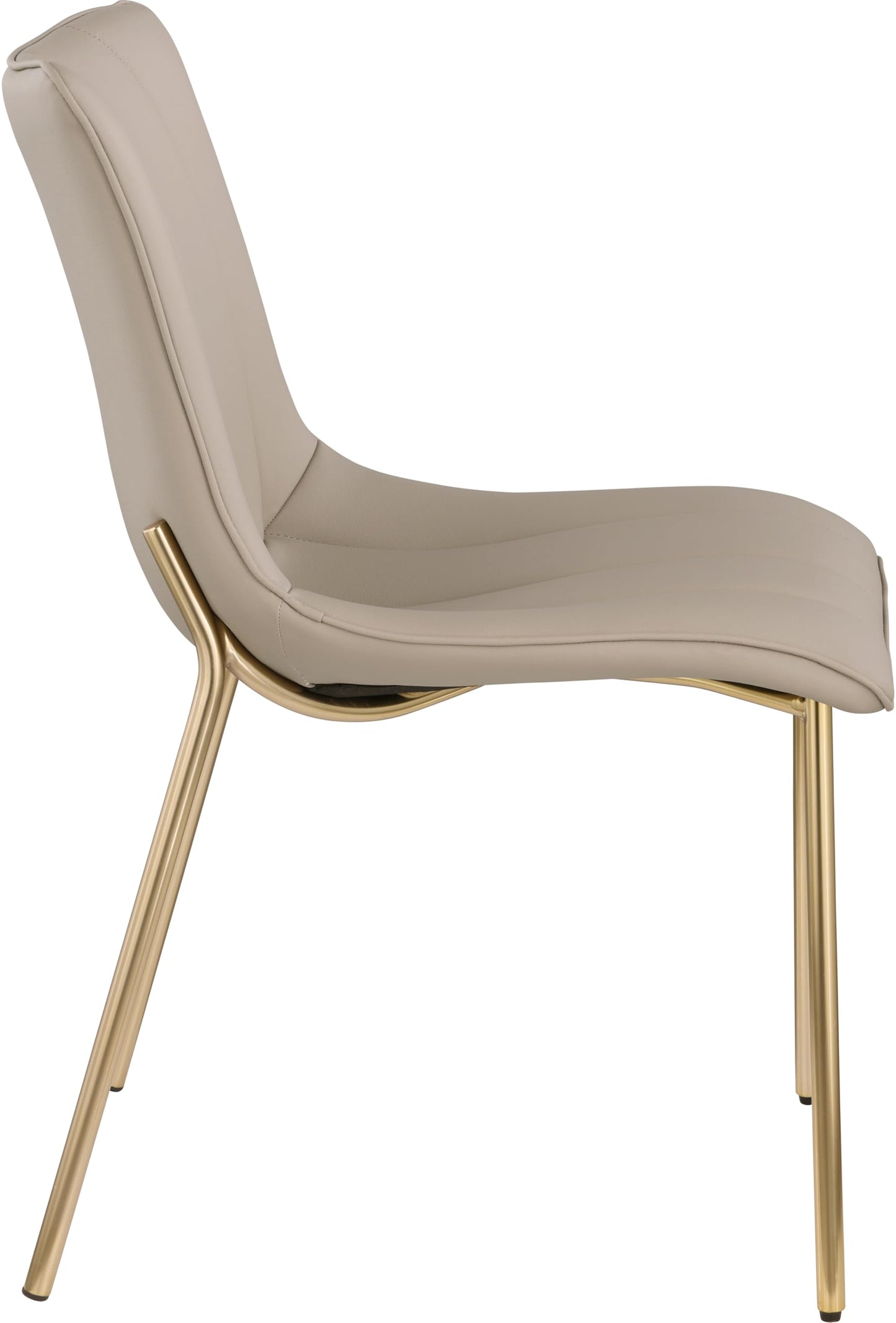 Meridian Furniture 529Taupe-C Isla Collection Modern | Contemporary Vegan Leather Upholstered Dining Chair, Brushed Gold Metal, Channel Tuft On Back, 18.5" W x 22.5" D x 33.5" H, Taupe, Set of 2