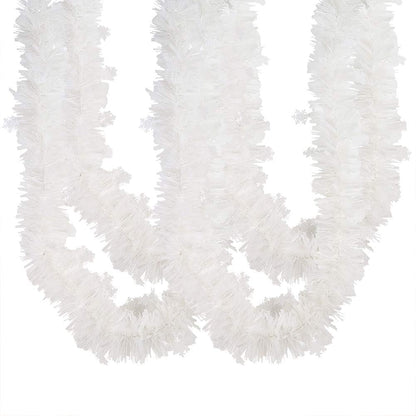 CCINEE 33FT Christmas Tinsel Garland, White Metallic Twist Garland with Snowflakes for Home Decoration