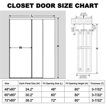 48 in. x 80 in. Mirror White Steel Frame Interior Closet Sliding Door with White Trim and Hardware Kit