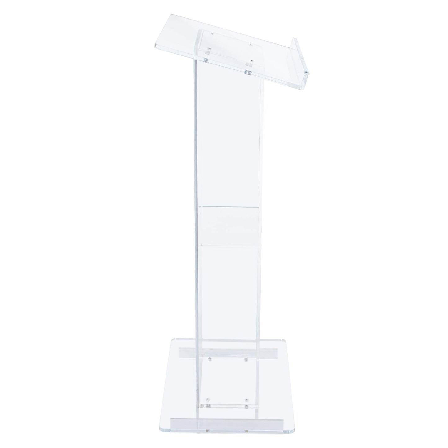 OEF Furnishings CoreGhost Series Commercial-Grade Modern Clear Acrylic Lectern with Shelf (24-inch Reading Surface)