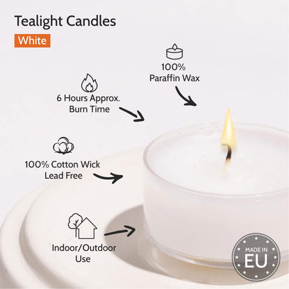 HYOOLA Scented Tealight Candles - Clear Cup - White Tealight Candles Scented - 6 Hour Burn Time - 15 Pack - European Made