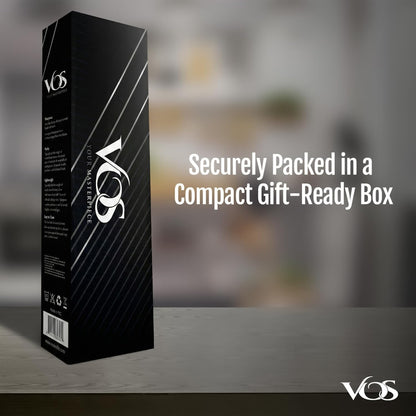 Vos Ceramic Knife Set in Elegant Gift Box, Ceramic Knives Set For Kitchen, Ultra Sharp Kitchen Knife Set with Covers, 4" 5" 6" Paring, Santoku & Chef Knife, Lightweight, Dishwasher safe (Black Handle)