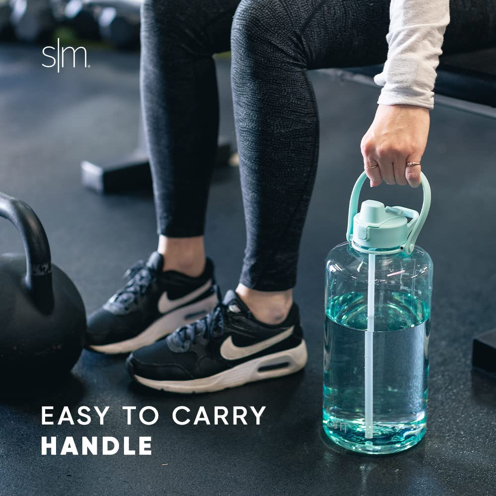 Simple Modern Half Gallon 64 oz Water Bottle with Push Button Silicone Straw Lid & Motivational Measurement Marker | Large Reusable Tritan Plastic Water Jug | Summit Collection | Sweet Taffy