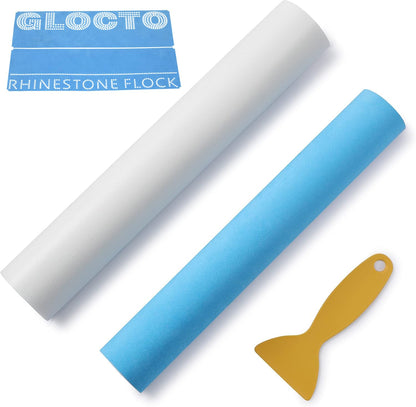 GLOCTO Magic Flock 12" x1Yard and Hotfix Tape 2yards for Rhinestone Template Stencil Rhinestone Flock for Hotfix Rhinestones for Any Cutting Machines