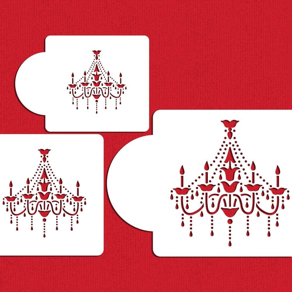 Designer Stencils Chandelier Stencil Set, Cake and Cookie Stencils, Beige/Semi-Transparent