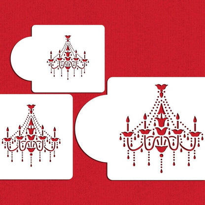 Designer Stencils Chandelier Stencil Set, Cake and Cookie Stencils, Beige/Semi-Transparent
