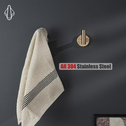 JQK Bathroom Hardware Set, 5-Piece Bath Accessories Set Champagne Bronze Wall Mount Includes 24 in Towel Bar, 9 in HT Bar, TP Holder, Towel Hook x 2, BAS105-CB