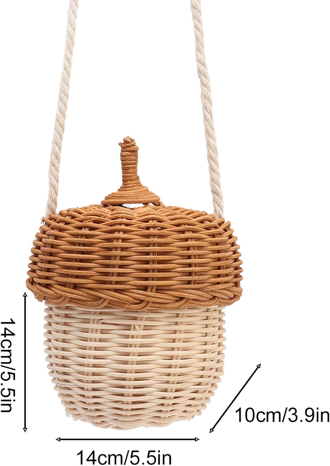 Rattan Woven Basket, Portable Pine Cone Shape Storage Basket, Hand Crafted Wall Hanging Box for Room Decoration