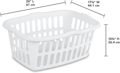 Sterilite Rectangular Laundry Basket - 12-Pack Plastic Clothes Hamper, 1.5 Bushel, White | Ideal for Bedroom & Bathroom Storage