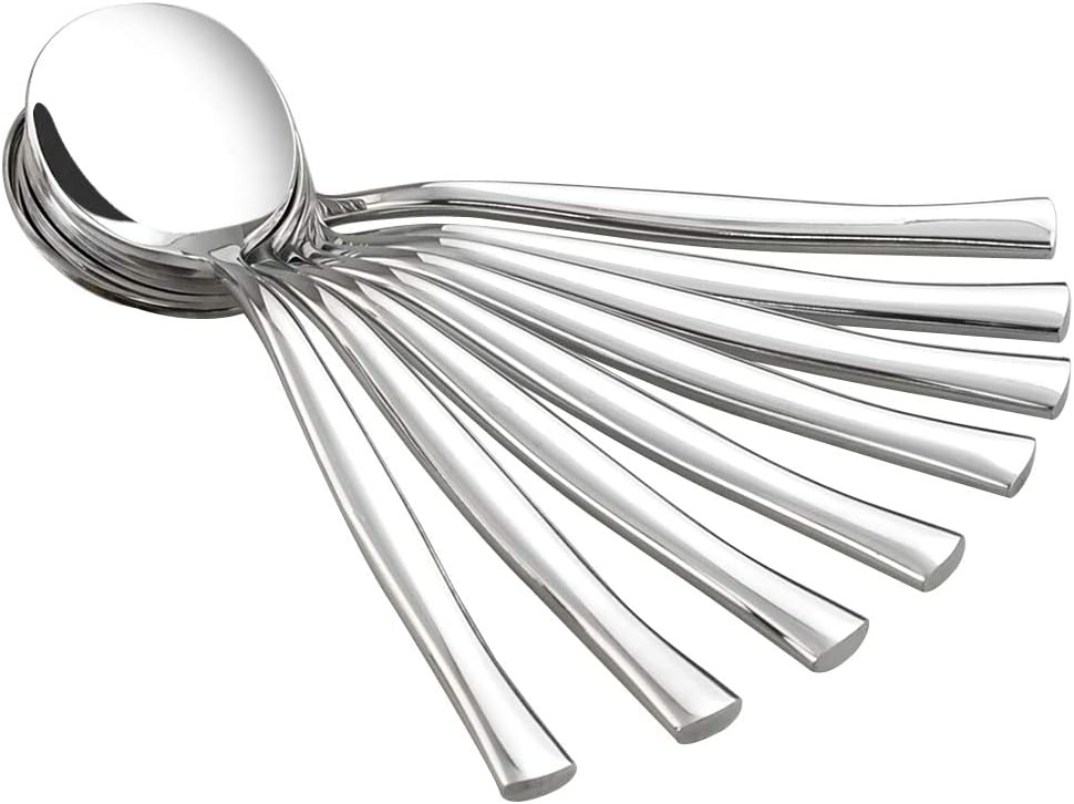 Idotry Set of 12 Round Soup Spoons, Stainless Steel Bouillon Spoons