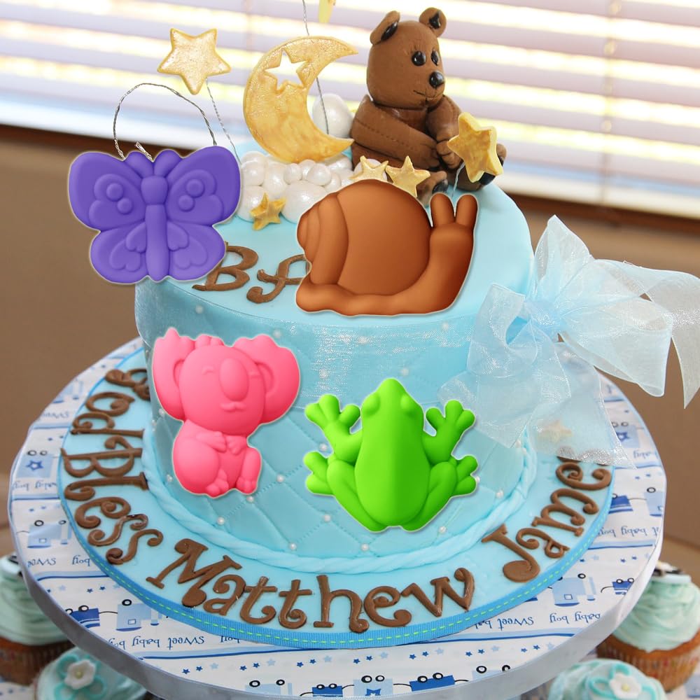 2 Pack Chocolate Molds Elephant Monkey Frog Silicone Molds for Cake Gummy Jello Ice Cube Crayon, Cake Decoration Soap Molds Silicone Baking Mold Making Kit, Lovely & Fun for Kids