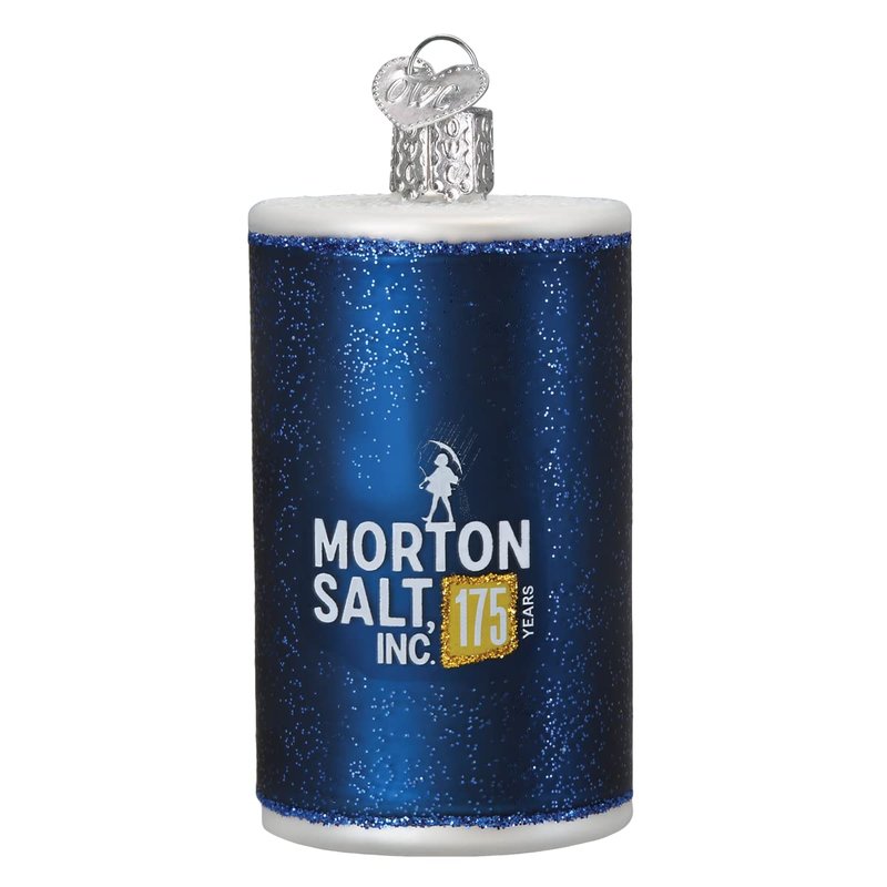 Old World Christmas Morton Salt Can Glass Blown Ornament for Christmas Tree, Handcrafted Holiday Decoration, Food Collection