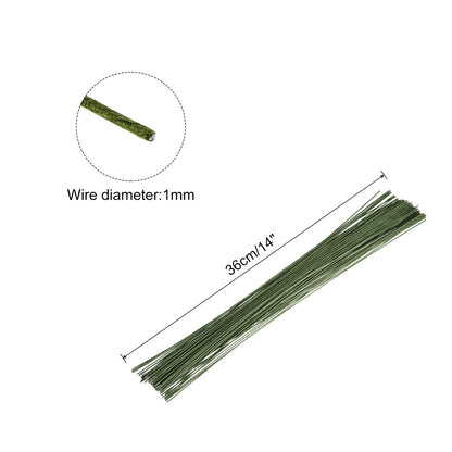 MECCANIXITY 100 Pcs 20 Gauge(1mm) Floral Stem Wire 14 Inches Green Floral Wire for DIY Artificial Florist Flower Arrangement