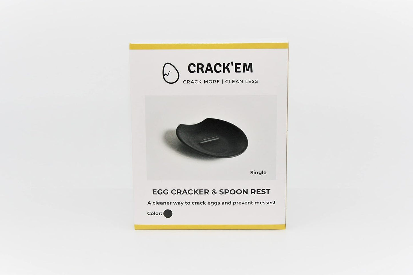Crack'em Egg Cracker & Spoon Rest (Jet Black) - Perfectly Cracks Eggs & Contains Messes, Easy to Use