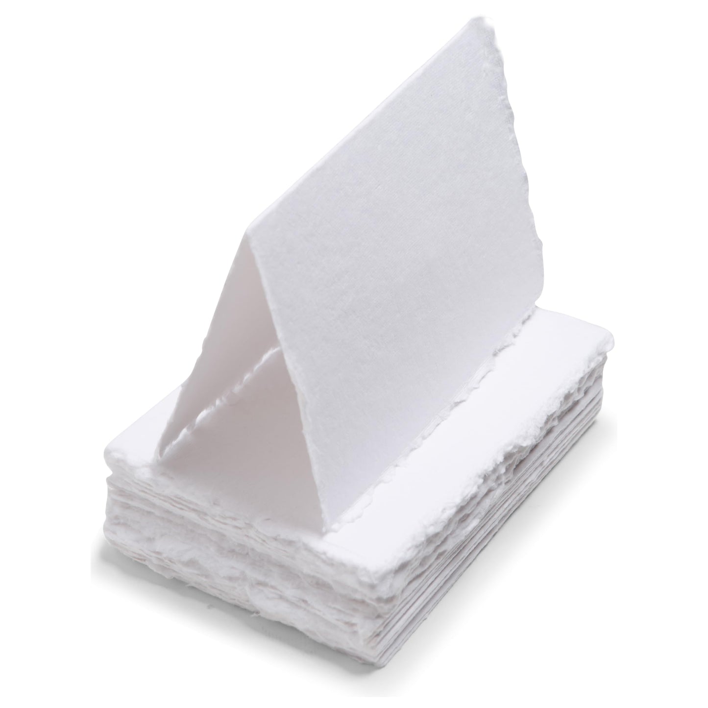 Wanderings Handmade Deckle Edge Tent Cards – Folded to 2" x 3.5" – 150 GSM - 25-Pack – Textured Cotton Paper – Blank Names, Table Settings, Gift Tags, Love Notes