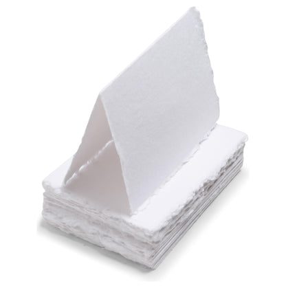 Wanderings Handmade Deckle Edge Tent Cards – Folded to 2" x 3.5" – 150 GSM - 25-Pack – Textured Cotton Paper – Blank Names, Table Settings, Gift Tags, Love Notes