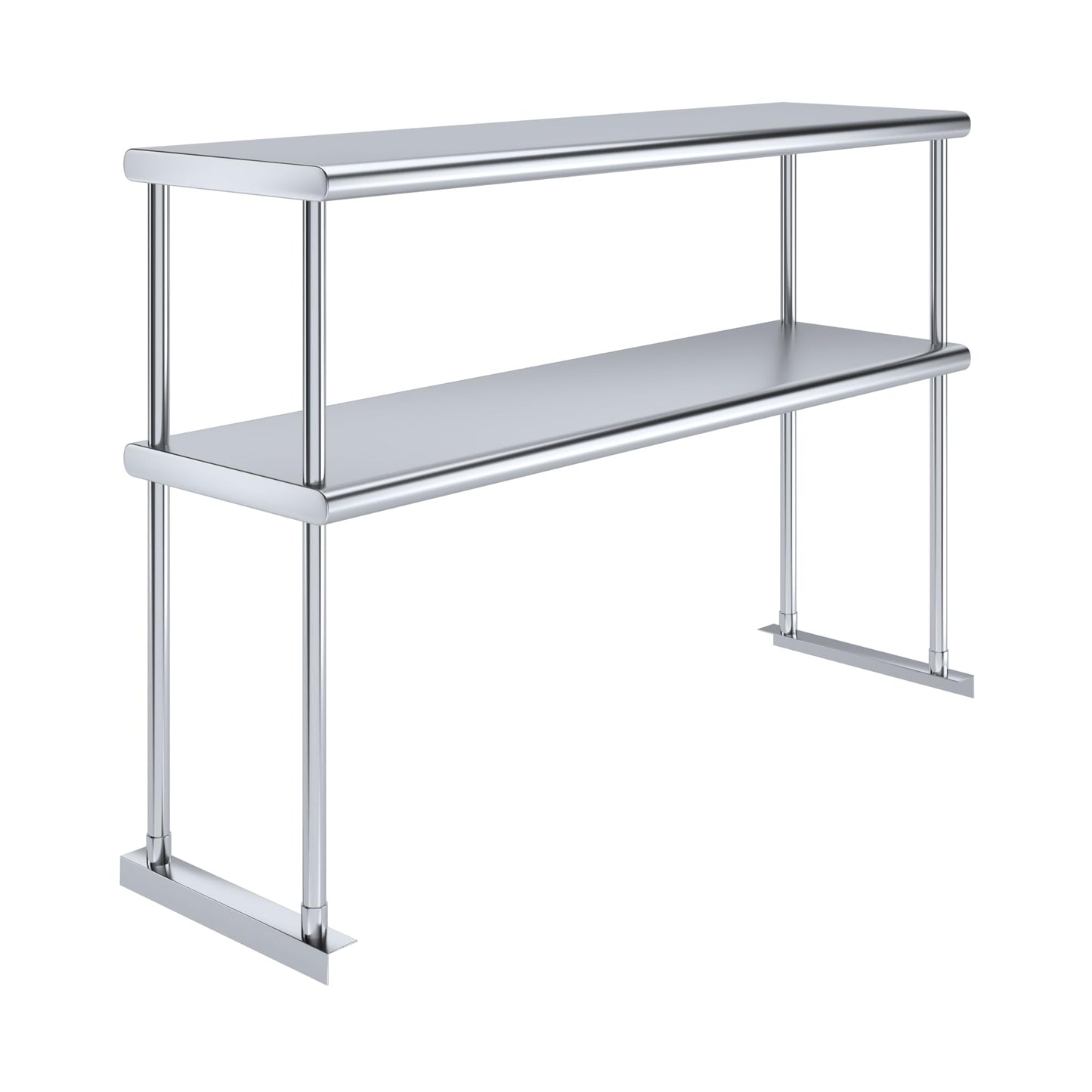 AmGood Stainless Steel Double Deck Overshelf – 14 in. x 48 in. – Heavy Duty, NSF Certified, Commercial-Grade, Adjustable Tiered Shelf for Kitchen Prep Tables and Workbenches