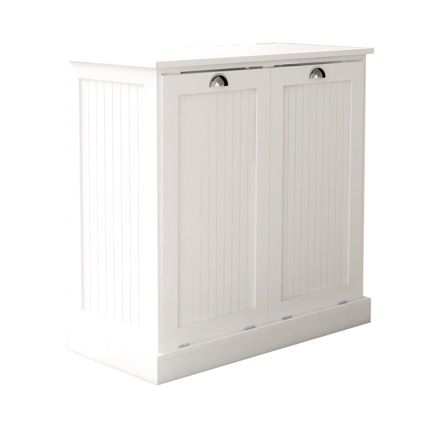 Contemporary Storage Cabinet, Two-Compartment Tilt-Out Laundry Sorter Cabinet, for Bathroom Hallway