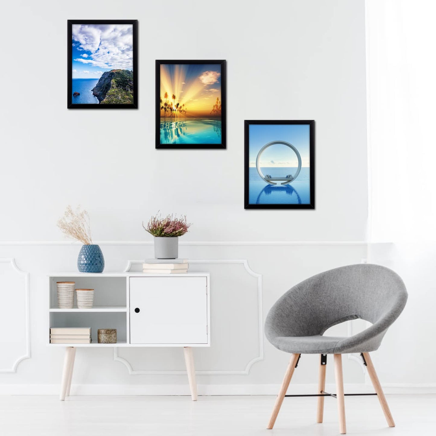 MENNTHUI 10x14 Black Picture Frame Set of 3, Diamond Painting Frames for 30 x 40cm Diamond Painting Art, Wall Mounting Horizontally or Vertically