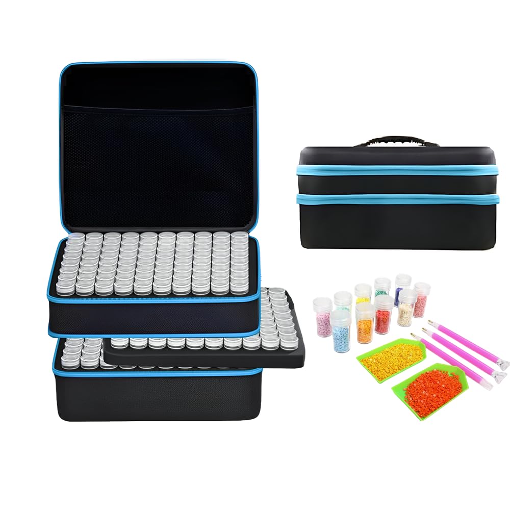GZWENHAN 246 Slots Diamond Painting Storage Container, Diamond Painting Accessory kit, Diamond Art Accessories and Jewelry Craftsmanship Beads Storage Box, (Blue)