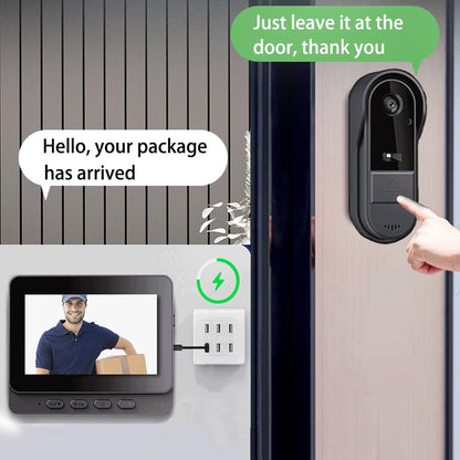 Doorbell Camera Wireless No Subscription 1080P, Waterproof Door Bell Camera with Monitor Screen Free Storage NO WiFi and APP, Video Intercom Two-Way Audio, 170° View Angle,Night Vision