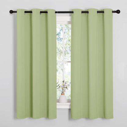 NICETOWN Thermal Insulated Blackout Curtains - Sage Green Grommet Drapes for Bedroom | 42 x 63 Inches