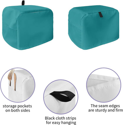2 Slice Toaster Cover, Pure Teal Green Solid Color, Lightweight Kitchen Appliance Dust Cover with Top Handle