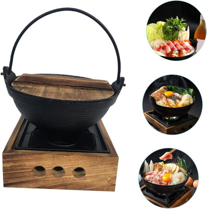 UPKOCH Sukiyaki Cheese Fondue Nabe BBQ Stove, Mini Cast Iron Skillet for Outdoor Cooking, Non-Sticky Pot