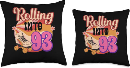 In-line Skates Towards 1933 Rolling Into 93 Throw Pillow, 16x16, Multicolor