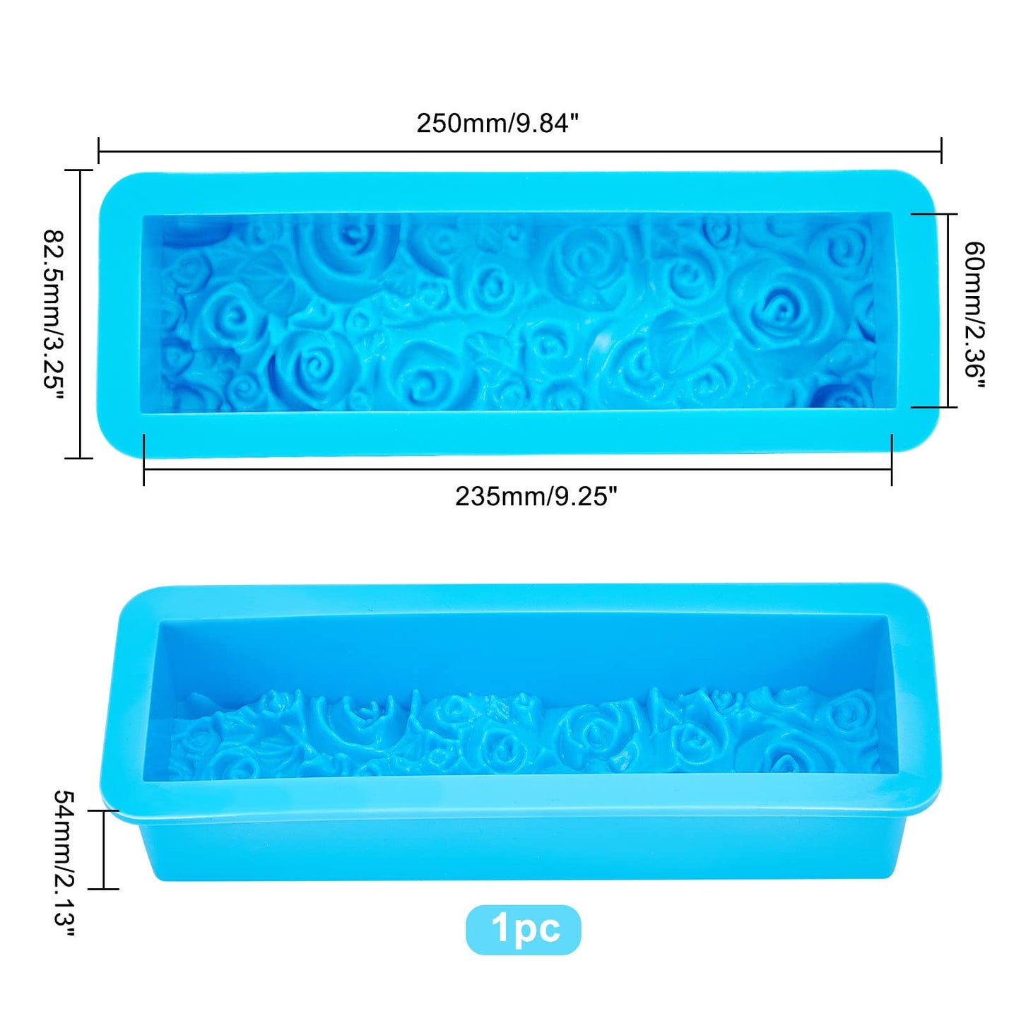 PH PandaHall Rose Loaf Mold, 22oz Flower Silicone Soap Molds 3D Embossed Crafts Mold Rectangle Resin Casting Molds for Handmade UV Resin Soap Candle Fondant Chocolate, 9.8x3.2x2.1inch 650ml