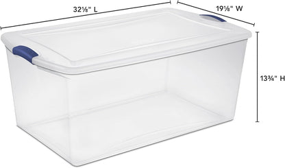 Regine Switzerland 105 QT Transparent Storage Box - Stackable with Blue Lock Mechanism | Ideal for Household & Seasonal Items