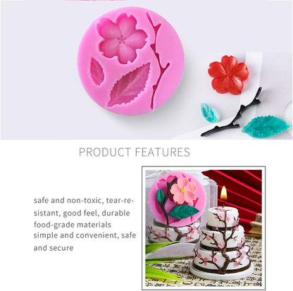 Rolin Roly Fondant Flower Mold, 3D Silicone Mould for Peach Leaves, Mini Cake Decoration Accessories