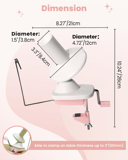 DUPDMKIN Yarn Winder, Hand Operated Yarn Winder for Crocheting, Manual Wool Winder Holder for Fiber and String Balls